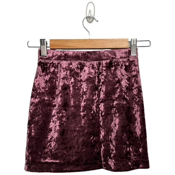 New Nordstrom Abound Crushed Velvet Velour Mini Retro 90s Y2K Skirt Burgundy XXS - Picture 4 of 12